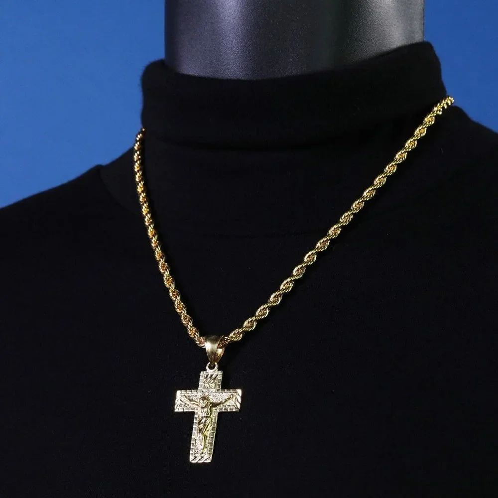 14k Gold Jesus Pendant + Necklace